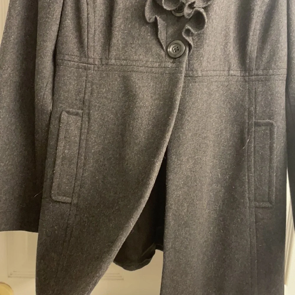 Dark Grey 4 Button Ruffle Lined Jacket M - Picture 3 of 4